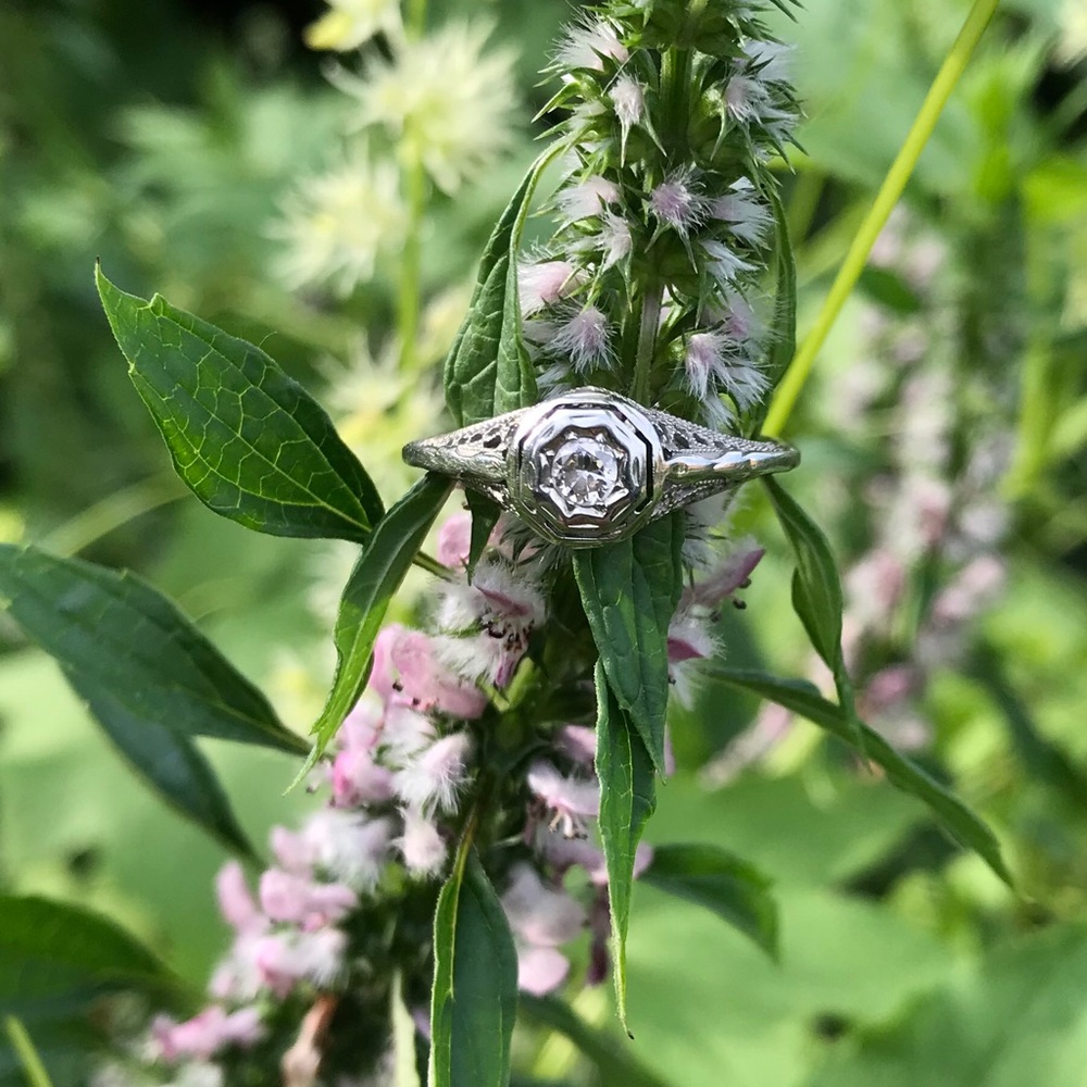 Antique diamond filigree ring